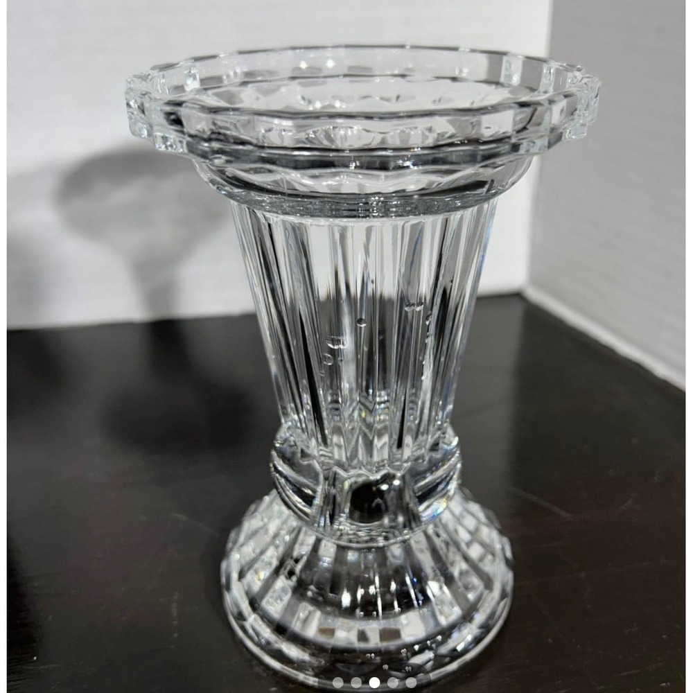 Mikasa Crystal Candle Holder 6in Clear Diamond Fire Column Pillar Taper Vintage